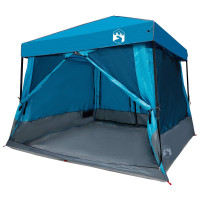 Produktbild för Campingtältset med tak med lagring 2 pcs Blå Taffeta och tyg