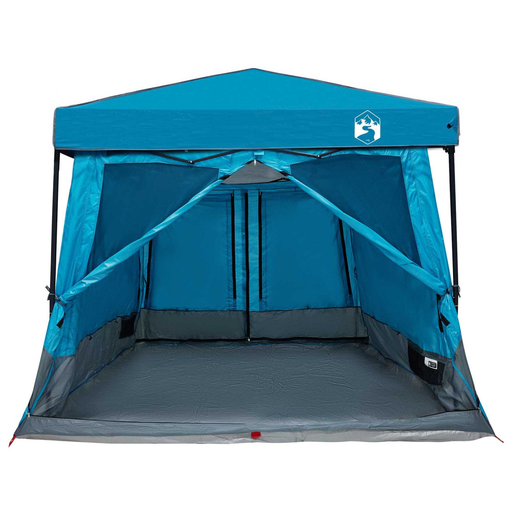 Produktbild för Campingtältset med tak med lagring 2 pcs Blå Taffeta och tyg