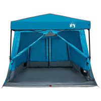 Produktbild för Campingtältset med tak med lagring 2 pcs Blå Taffeta och tyg