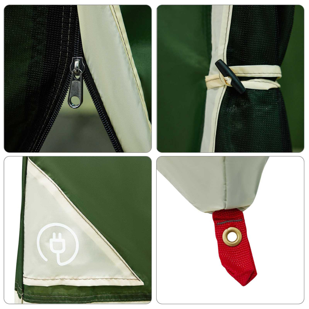 Produktbild för Campingtältset med tak med lagring 2 pcs Grön Taffeta och tyg