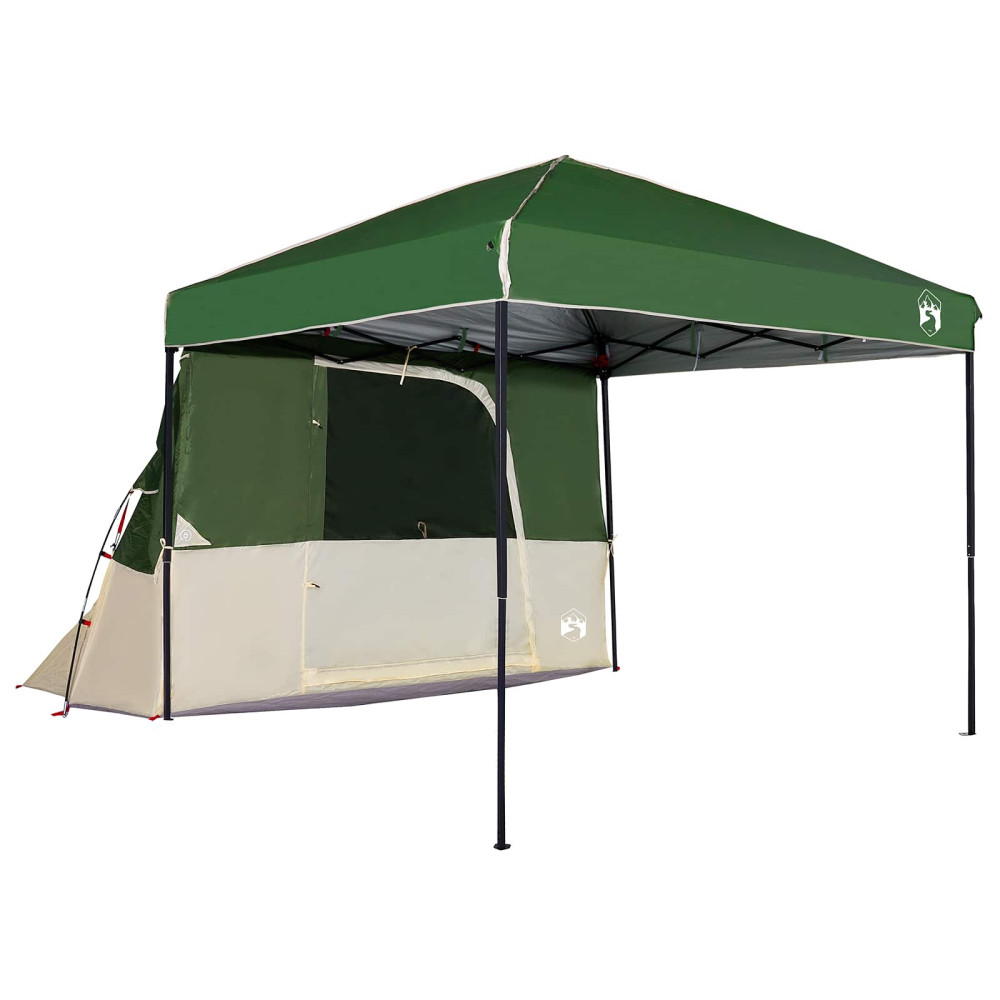Produktbild för Campingtältset med tak med lagring 2 pcs Grön Taffeta och tyg