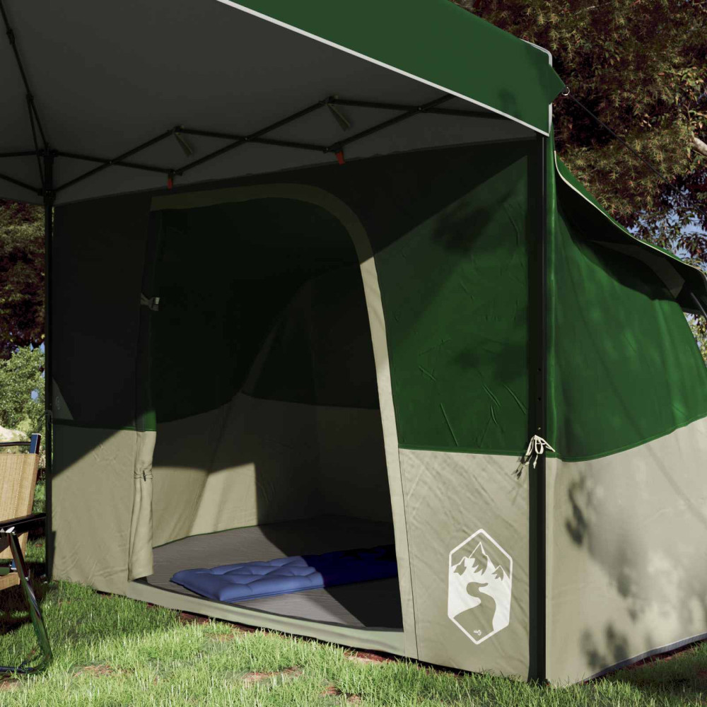 Produktbild för Campingtältset med tak med lagring 2 pcs Grön Taffeta och tyg