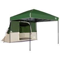 Produktbild för Campingtältset med tak med lagring 2 pcs Grön Taffeta och tyg