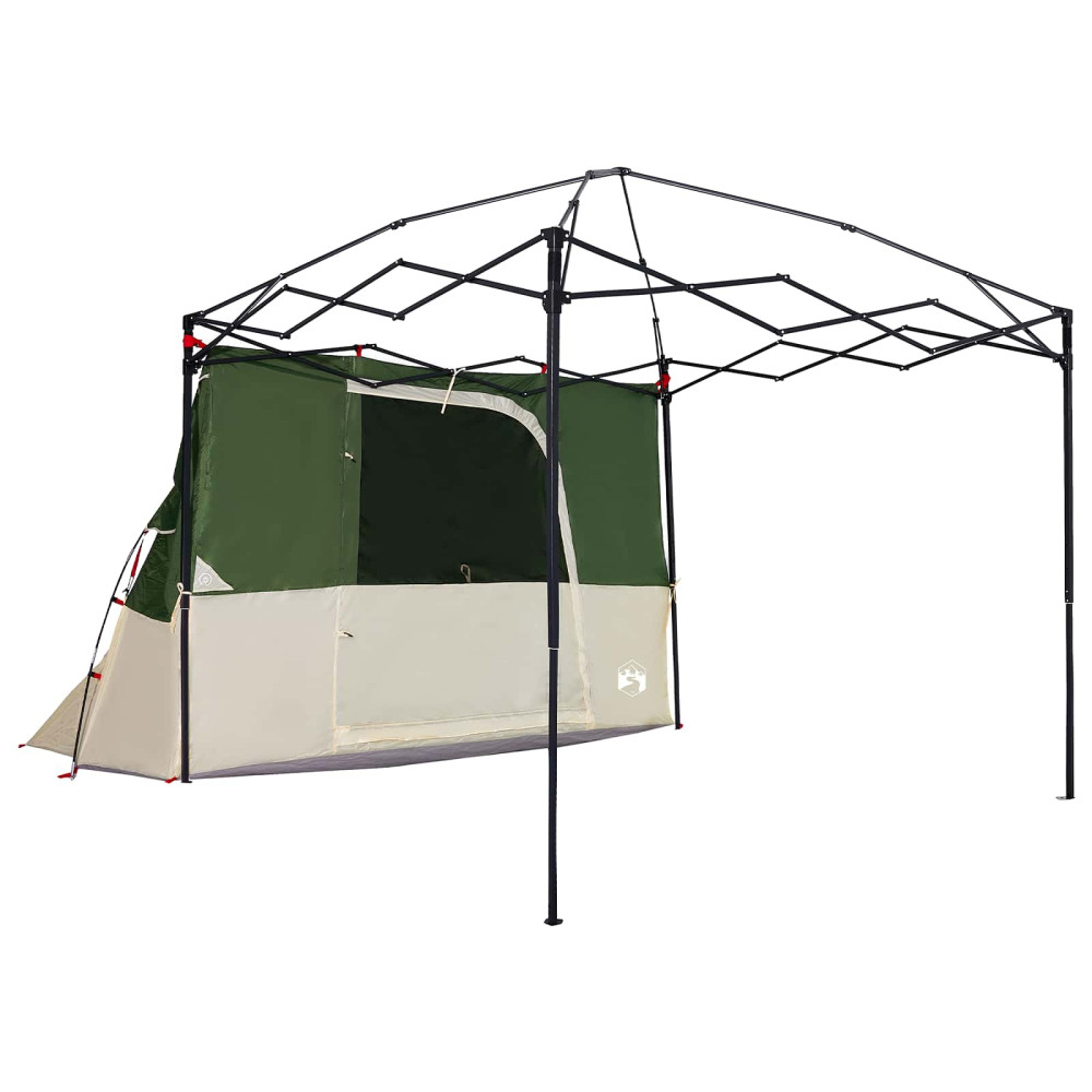 Produktbild för Campingtältset med tak med lagring 2 pcs Grön Taffeta och tyg