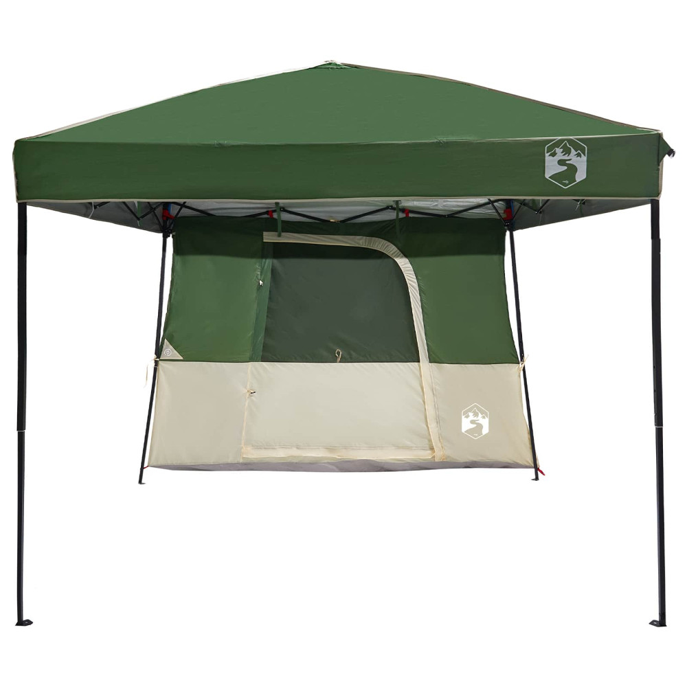 Produktbild för Campingtältset med tak med lagring 2 pcs Grön Taffeta och tyg