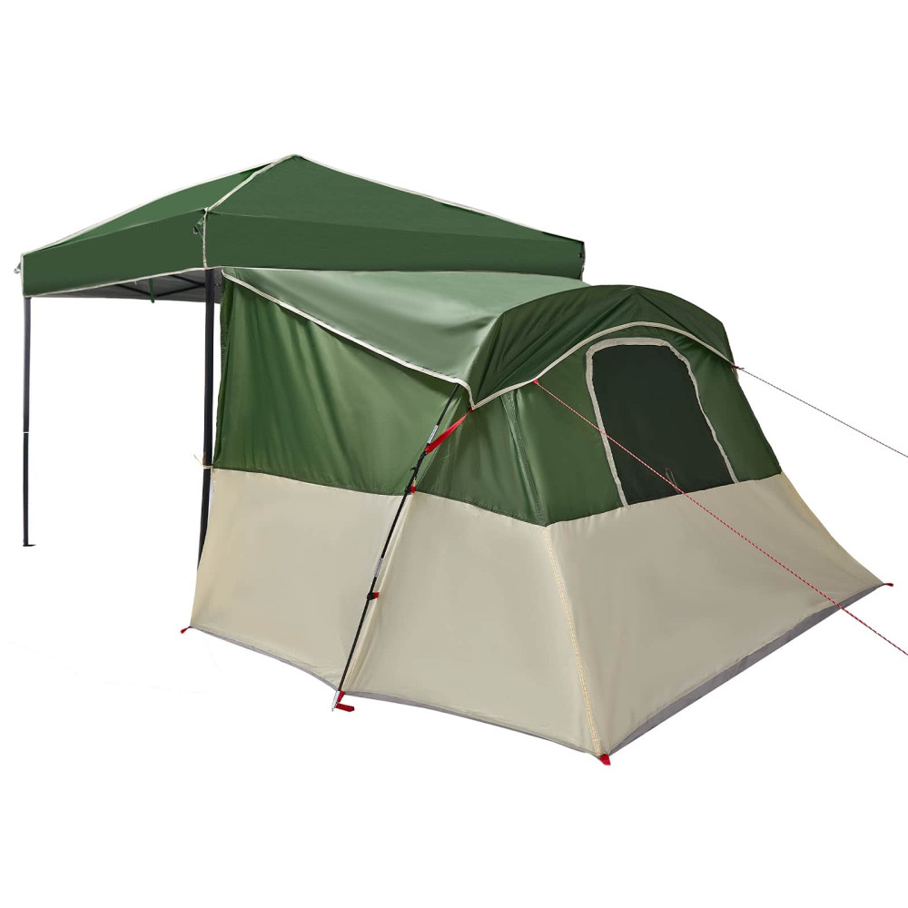 Produktbild för Campingtältset med tak med lagring 2 pcs Grön Taffeta och tyg