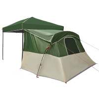Produktbild för Campingtältset med tak med lagring 2 pcs Grön Taffeta och tyg