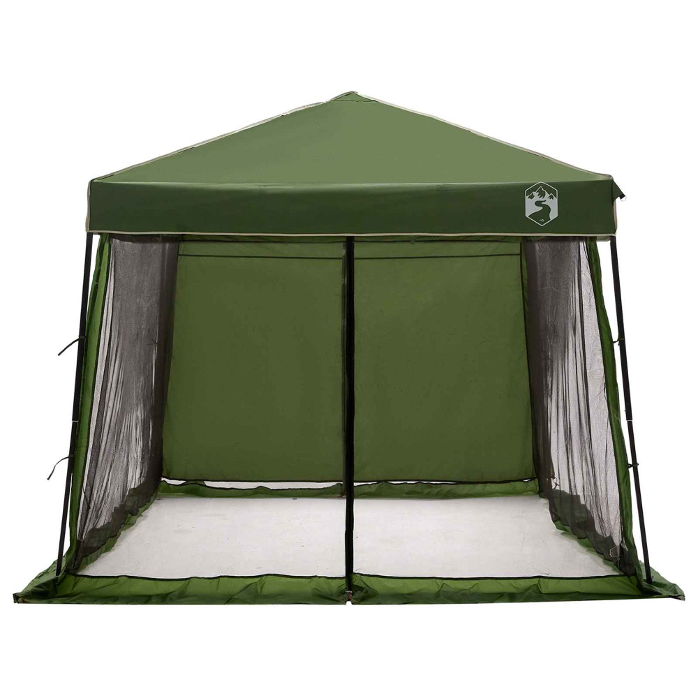 Produktbild för Campingtältset med tak med lagring 2 pcs Grön Taffeta och tyg