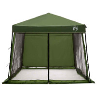 Produktbild för Campingtältset med tak med lagring 2 pcs Grön Taffeta och tyg