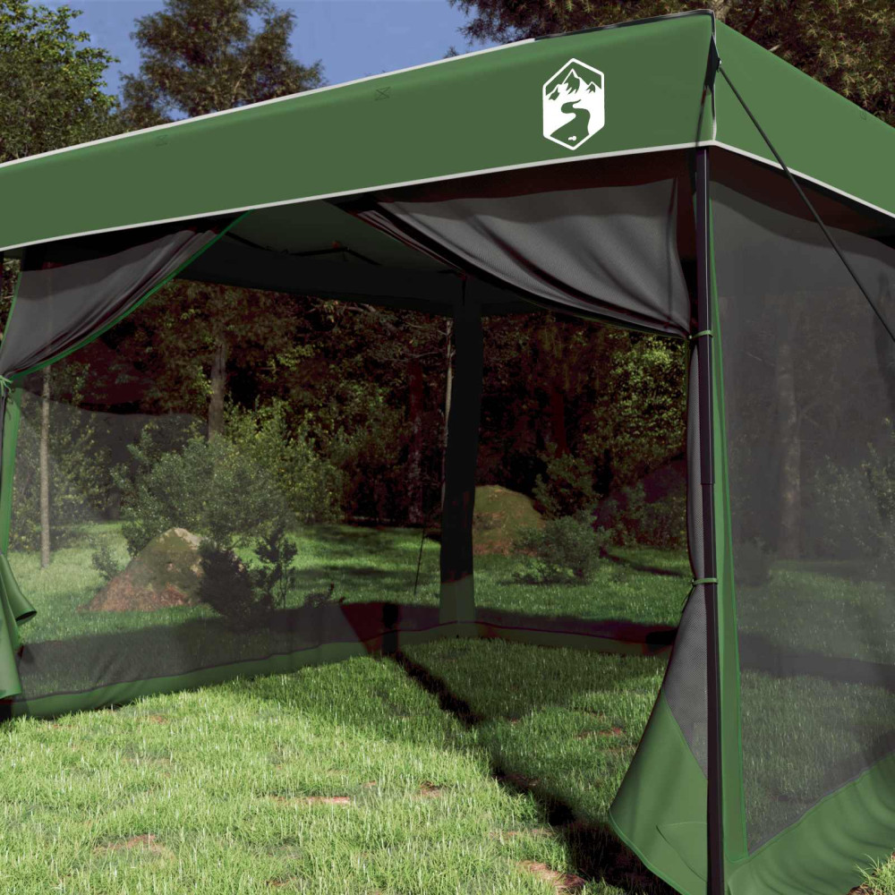 Produktbild för Campingtältset med tak med lagring 2 pcs Grön Taffeta och tyg