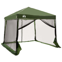Produktbild för Campingtältset med tak med lagring 2 pcs Grön Taffeta och tyg