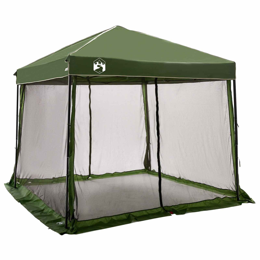 Produktbild för Campingtältset med tak med lagring 2 pcs Grön Taffeta och tyg