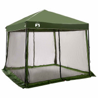 Produktbild för Campingtältset med tak med lagring 2 pcs Grön Taffeta och tyg