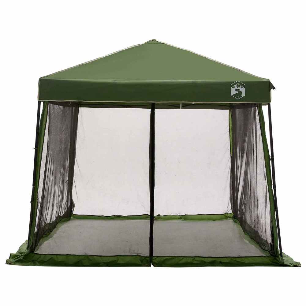 Produktbild för Campingtältset med tak med lagring 2 pcs Grön Taffeta och tyg