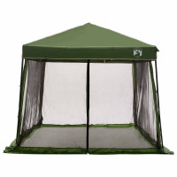 Produktbild för Campingtältset med tak med lagring 2 pcs Grön Taffeta och tyg