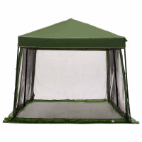 Produktbild för Campingtältset med tak med lagring 2 pcs Grön Taffeta och tyg