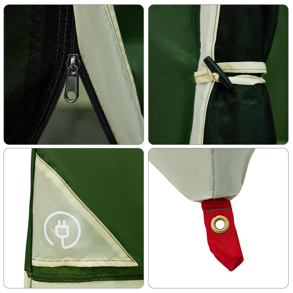 Produktbild för Campingtältset med tak med lagring 2 pcs Grön Taffeta och tyg