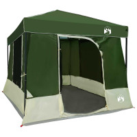 Produktbild för Campingtältset med tak med lagring 2 pcs Grön Taffeta och tyg