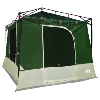 Produktbild för Campingtältset med tak med lagring 2 pcs Grön Taffeta och tyg