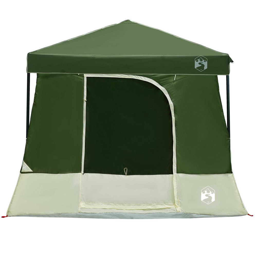 Produktbild för Campingtältset med tak med lagring 2 pcs Grön Taffeta och tyg