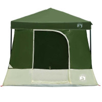 Produktbild för Campingtältset med tak med lagring 2 pcs Grön Taffeta och tyg