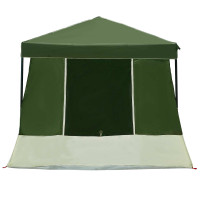 Produktbild för Campingtältset med tak med lagring 2 pcs Grön Taffeta och tyg