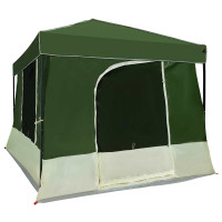 Produktbild för Campingtältset med tak med lagring 2 pcs Grön Taffeta och tyg