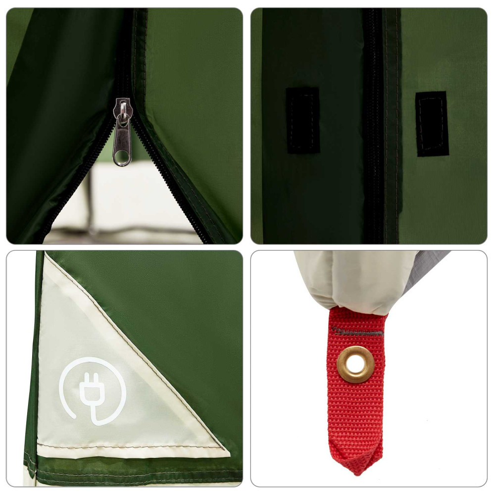 Produktbild för Campingtältset med tak med lagring 2 pcs Grön Taffeta och tyg