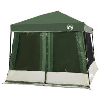 Produktbild för Campingtältset med tak med lagring 2 pcs Grön Taffeta och tyg