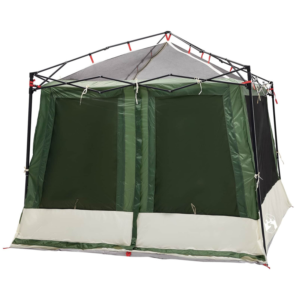 Produktbild för Campingtältset med tak med lagring 2 pcs Grön Taffeta och tyg