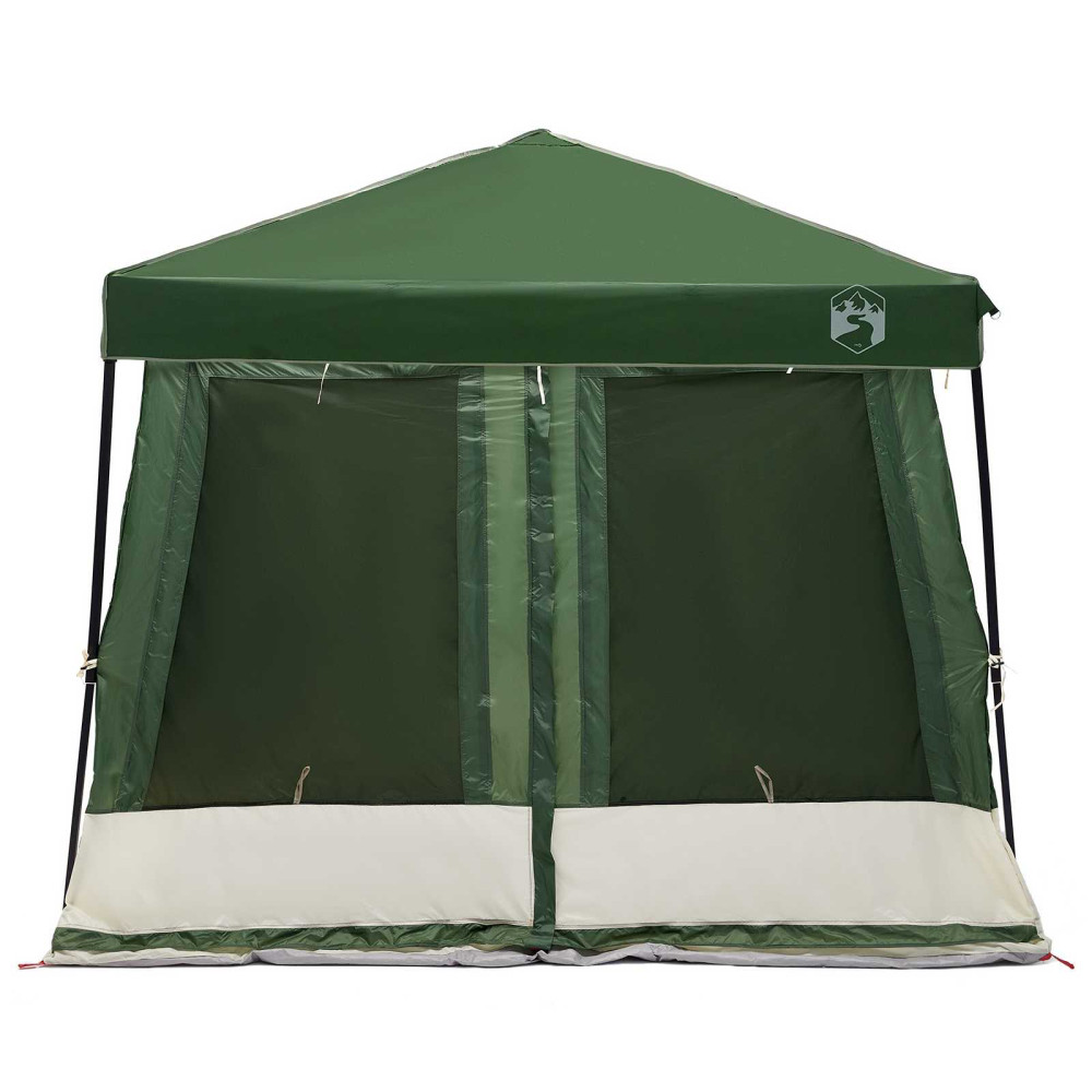 Produktbild för Campingtältset med tak med lagring 2 pcs Grön Taffeta och tyg
