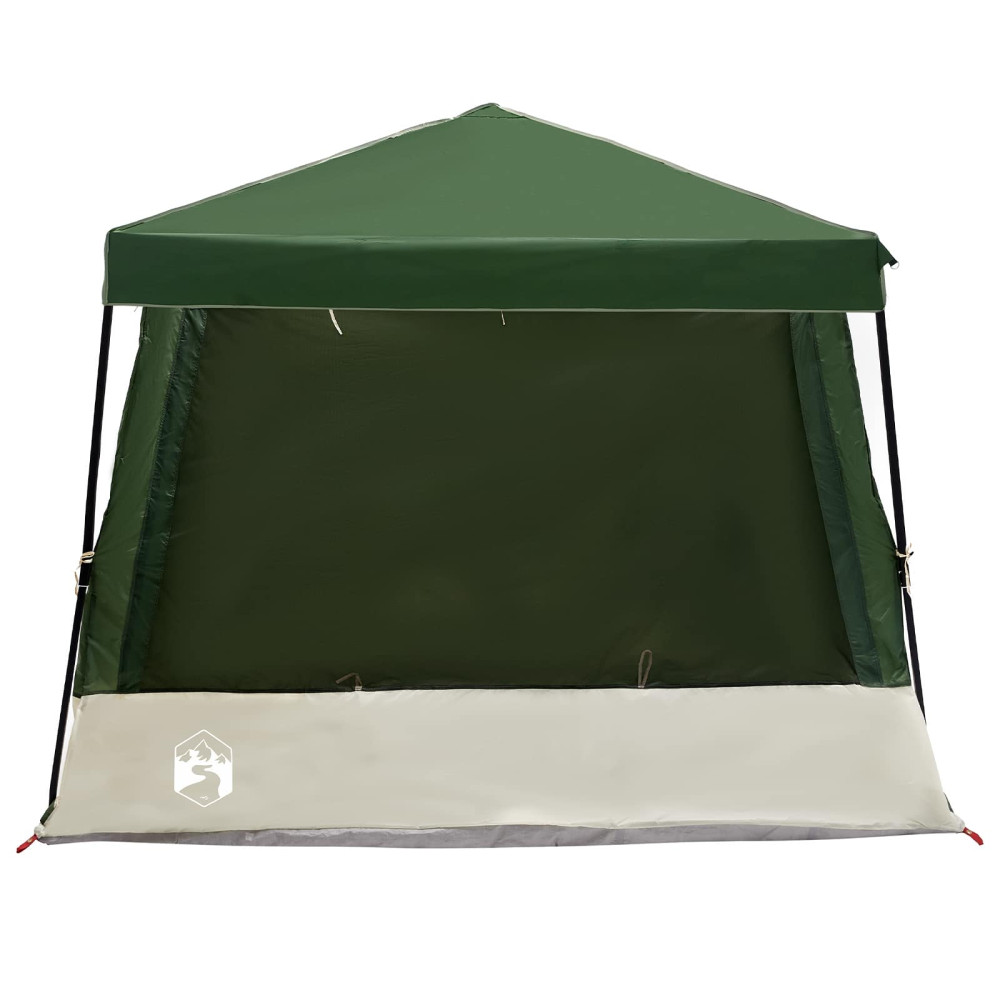 Produktbild för Campingtältset med tak med lagring 2 pcs Grön Taffeta och tyg