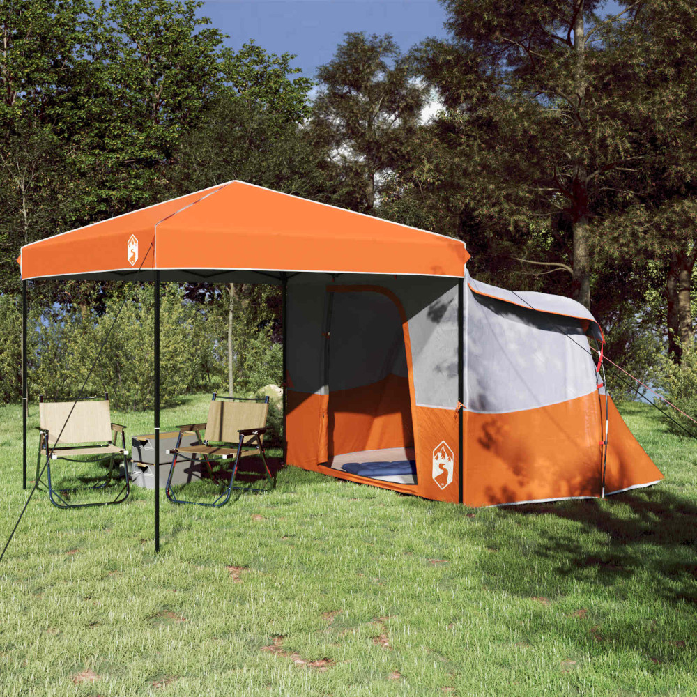 Produktbild för Campingtältset med tak med lagring 2 pcs Orange Taffeta och tyg