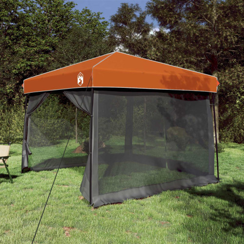vidaXL Campingtältset med tak 2 pcs Grå och orange Taffeta och tyg