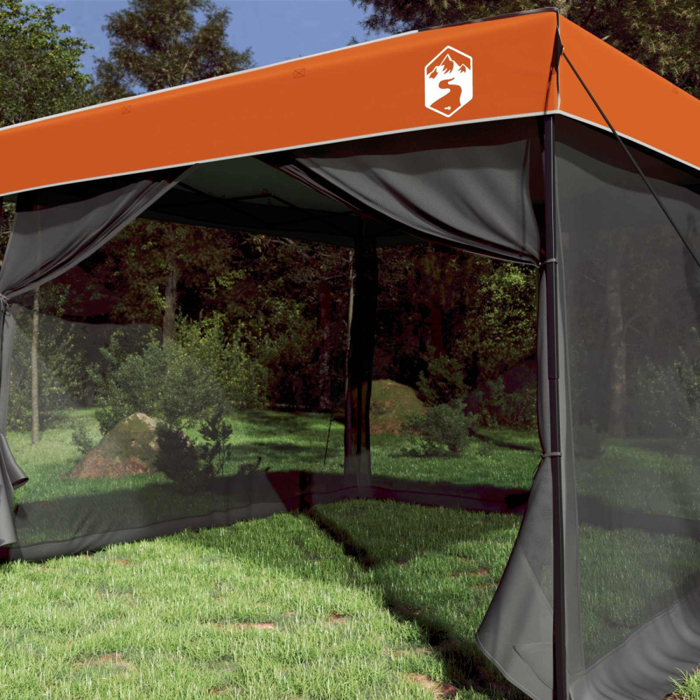 Produktbild för Campingtältset med tak 2 pcs Grå och orange Taffeta och tyg
