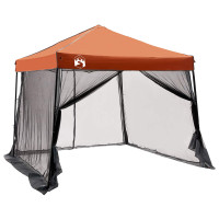 Produktbild för Campingtältset med tak 2 pcs Grå och orange Taffeta och tyg