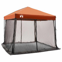 Produktbild för Campingtältset med tak 2 pcs Grå och orange Taffeta och tyg