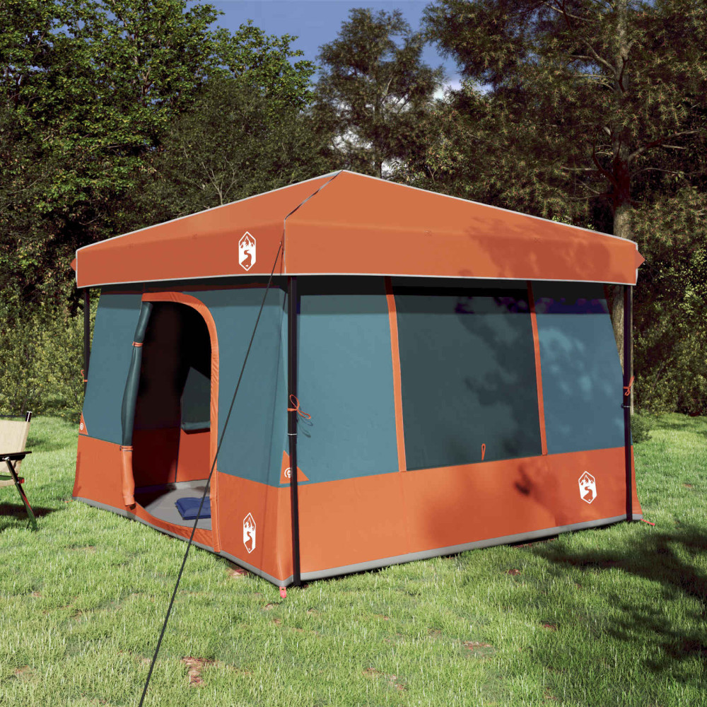Produktbild för Campingtältset med tak 2 pcs Grå och orange Taffeta och tyg