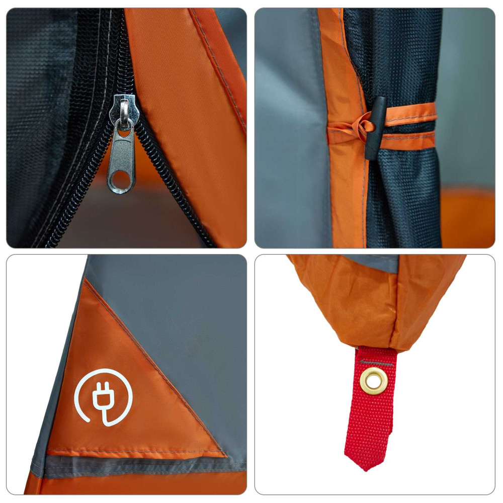 Produktbild för Campingtältset med tak 2 pcs Grå och orange Taffeta och tyg