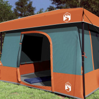 Produktbild för Campingtältset med tak 2 pcs Grå och orange Taffeta och tyg