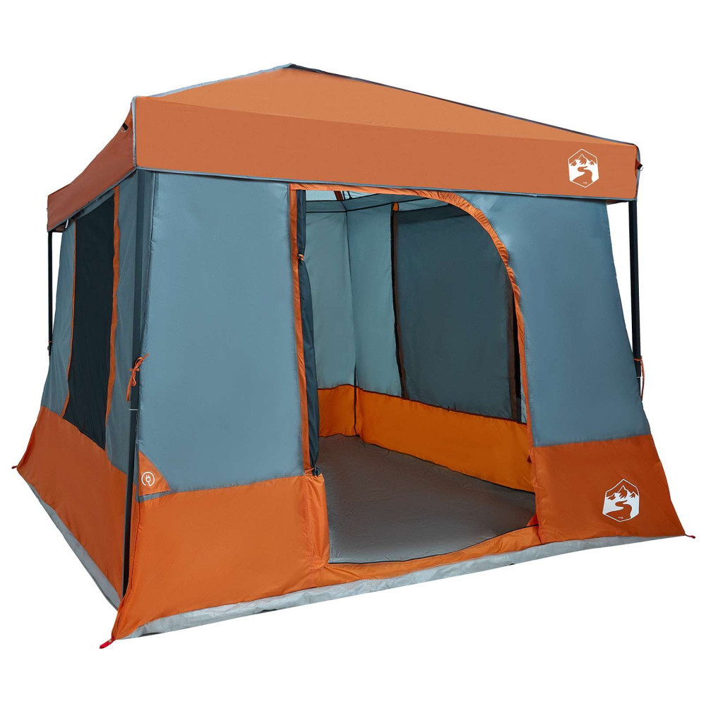 Produktbild för Campingtältset med tak 2 pcs Grå och orange Taffeta och tyg