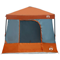 Produktbild för Campingtältset med tak 2 pcs Grå och orange Taffeta och tyg