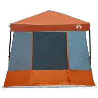 Produktbild för Campingtältset med tak 2 pcs Grå och orange Taffeta och tyg