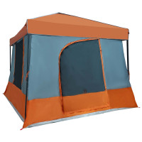Produktbild för Campingtältset med tak 2 pcs Grå och orange Taffeta och tyg