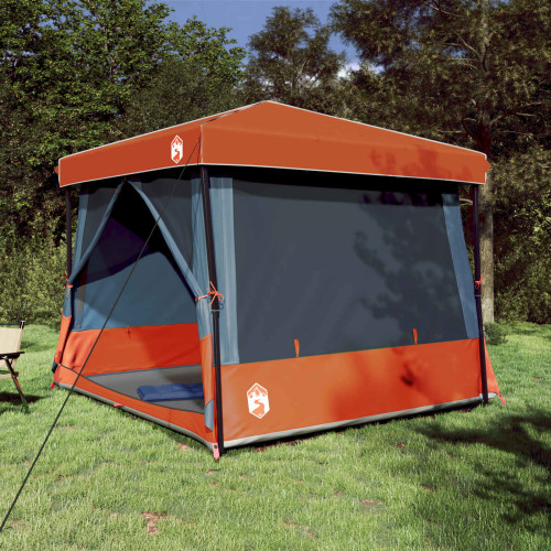 vidaXL Campingtältset med tak 2 pcs Grå och orange Taffeta och tyg