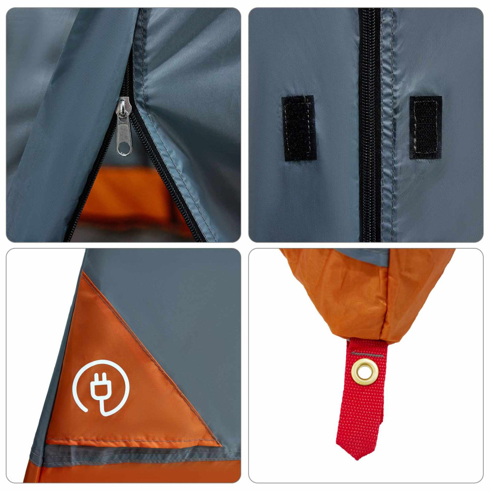 Produktbild för Campingtältset med tak 2 pcs Grå och orange Taffeta och tyg