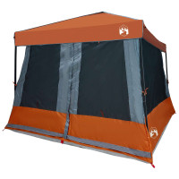 Produktbild för Campingtältset med tak 2 pcs Grå och orange Taffeta och tyg