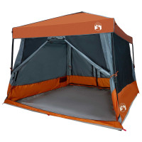 Produktbild för Campingtältset med tak 2 pcs Grå och orange Taffeta och tyg