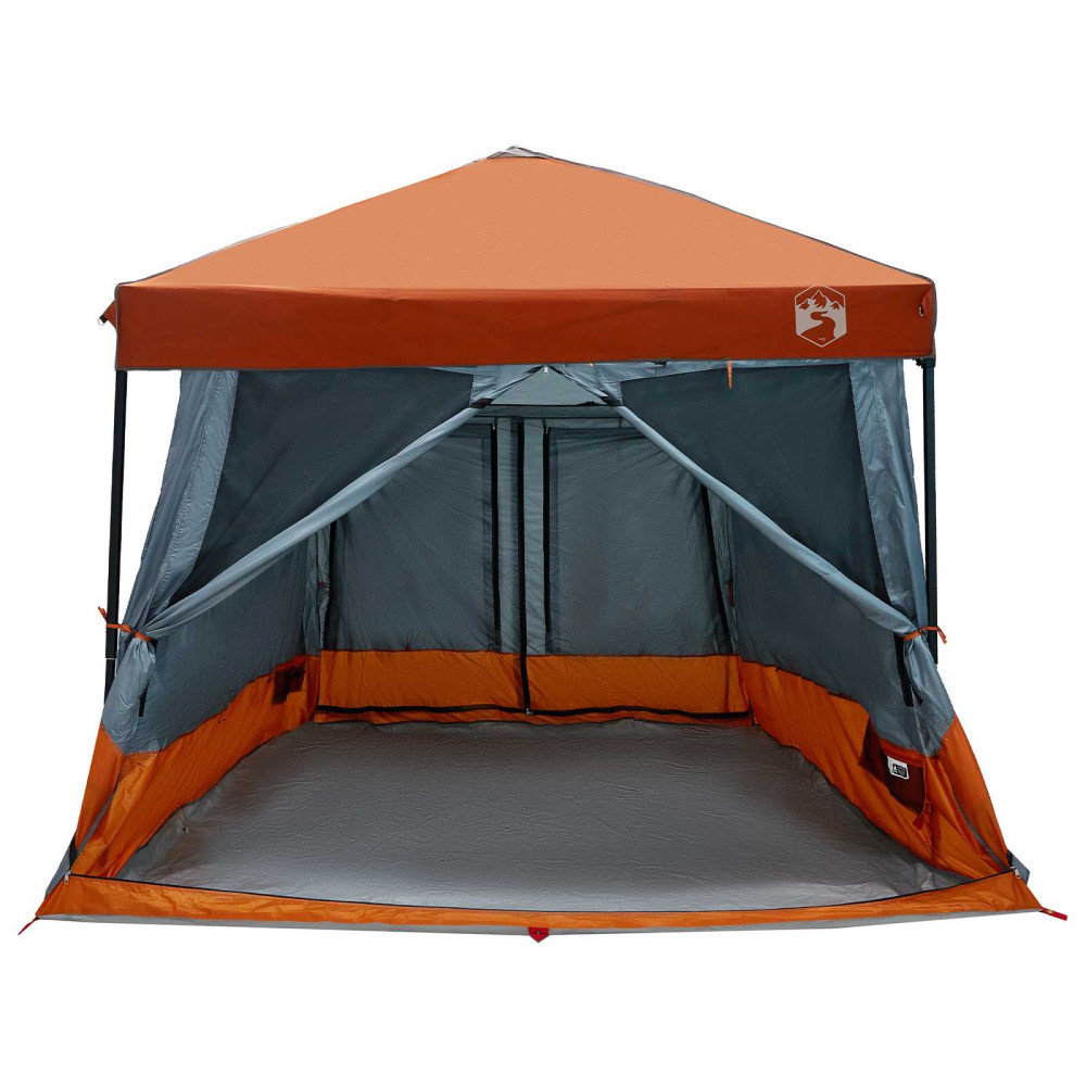 Produktbild för Campingtältset med tak 2 pcs Grå och orange Taffeta och tyg