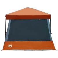 Produktbild för Campingtältset med tak 2 pcs Grå och orange Taffeta och tyg